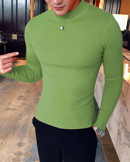 Men's Slim Fit Turtleneck Knit Sweater - Long Sleeve Casual Knitwear for Men