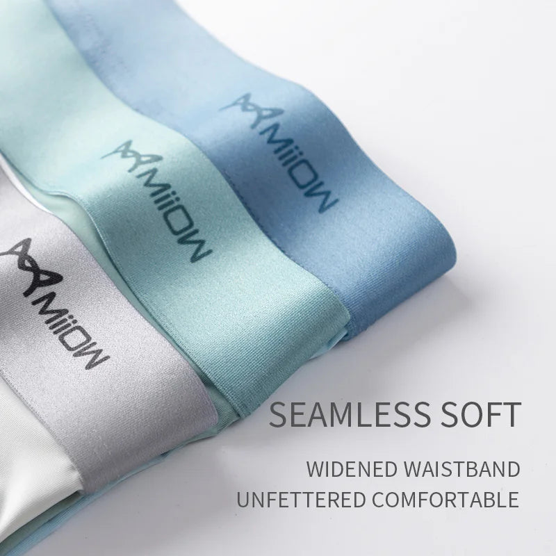 Mens 3-Pack Antibacterial Ice Silk Boxer Shorts with Elastic Waist