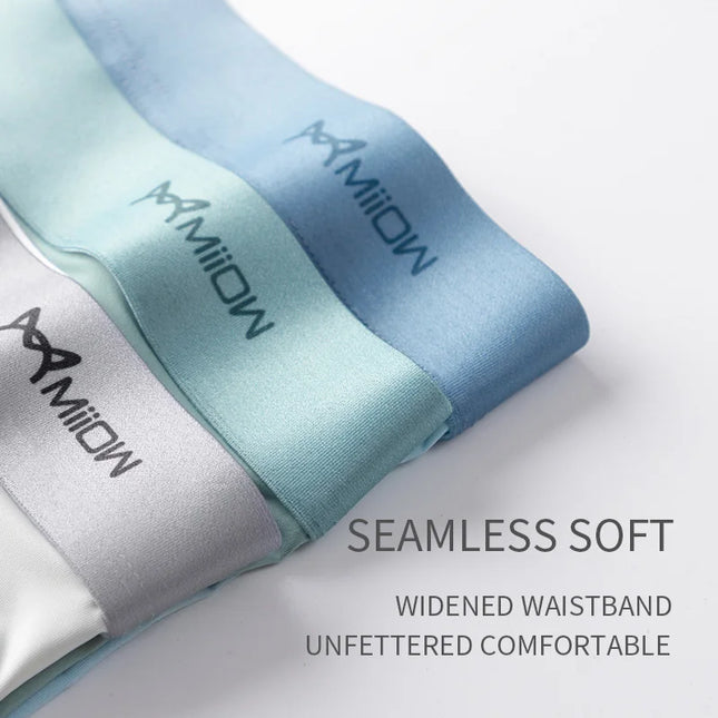 Mens 3-Pack Antibacterial Ice Silk Boxer Shorts with Elastic Waist