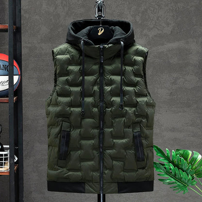 Men's Padded Hooded Vest Jacket: