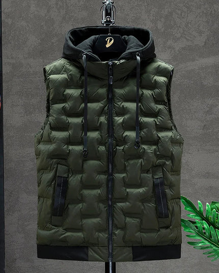 Men's Padded Hooded Vest Jacket: