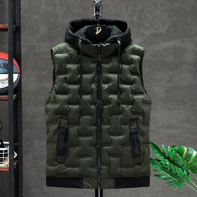 Men's Padded Hooded Vest Jacket:
