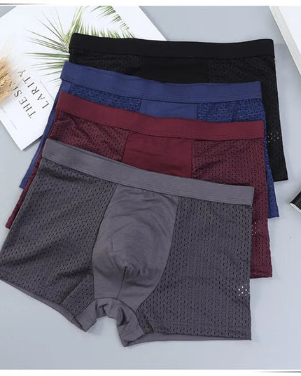 Men’s 4-Pack Mesh Transparent Boxer Shorts – Thin, Breathable, and Comfortable Underwear Set