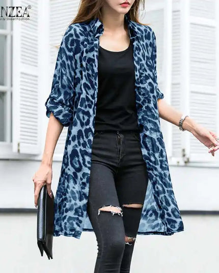 Zanzea Women's Casual Leopard Print Cardigan - Various Colors