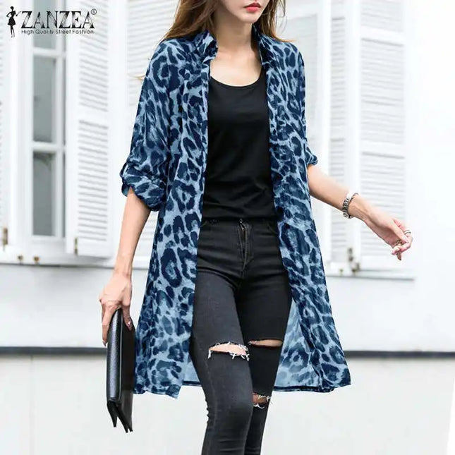 Zanzea Women's Casual Leopard Print Cardigan - Various Colors