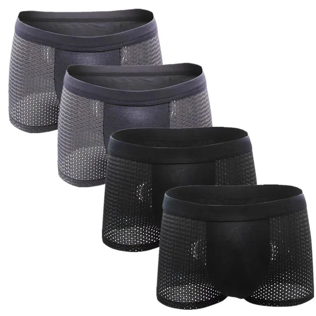 Men’s 4-Pack Mesh Transparent Boxer Shorts – Thin, Breathable, and Comfortable Underwear Set