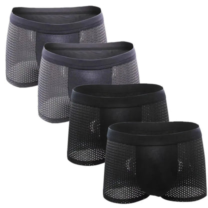 Men’s 4-Pack Mesh Transparent Boxer Shorts – Thin, Breathable, and Comfortable Underwear Set