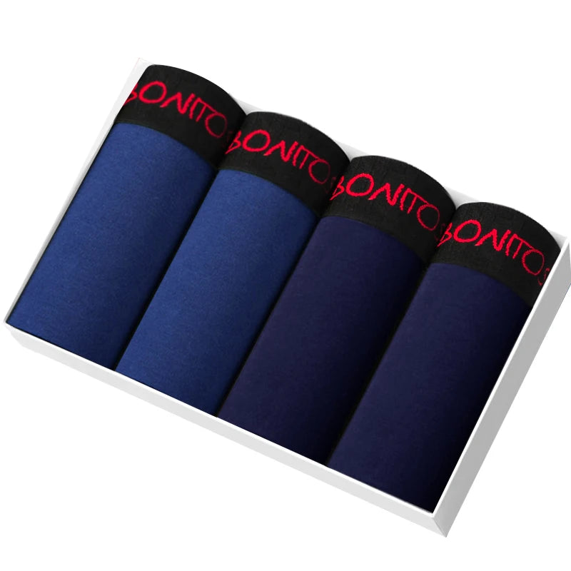 Men's Cotton Boxer Shorts - 4-Pack Comfortable Underwear for All-Day Wear