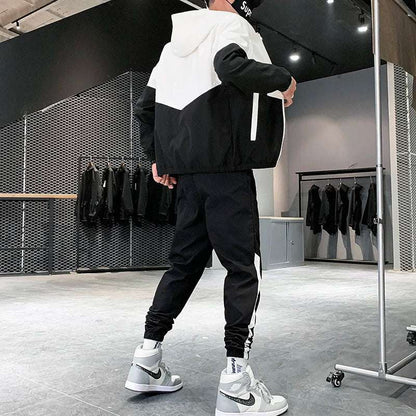 Men's Two-Piece Jogger Set with Hooded Jacket