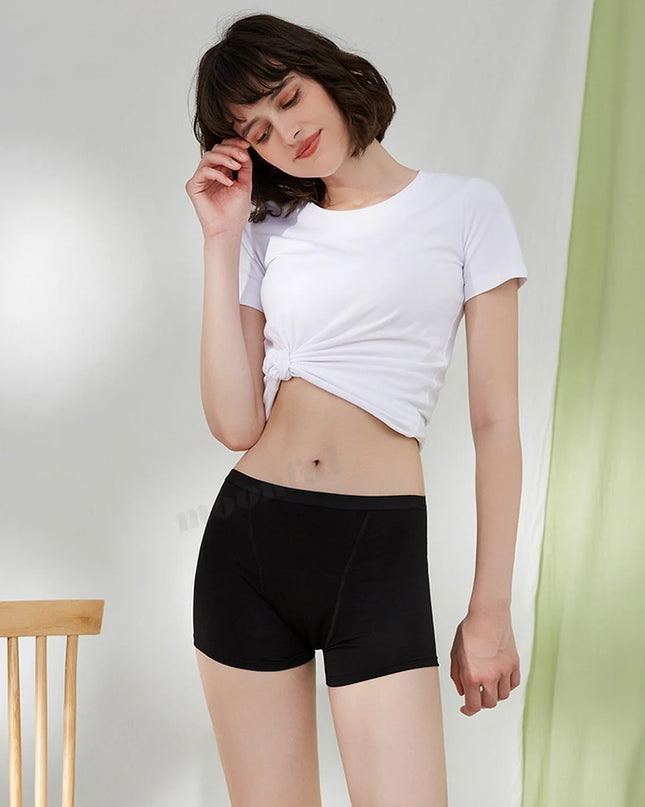 High Waist Absorbent Menstrual Boxer Shorts for Women - Heavy Flow Period Panties