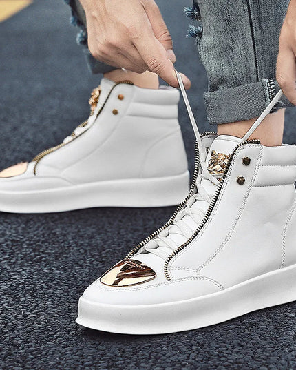 Men's Zippered High Top Sneakers - Various Colors
