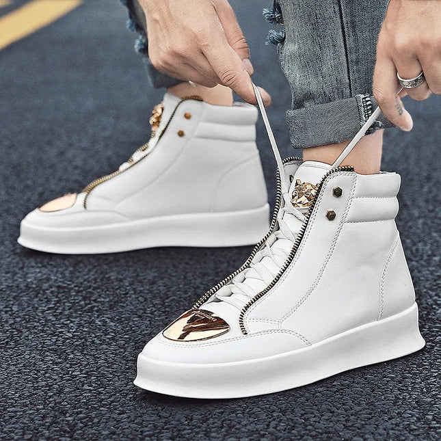 Men's Zippered High Top Sneakers - Various Colors