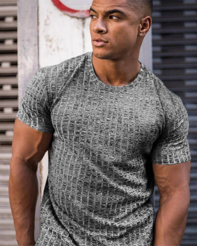 Men's V/O-Neck Short Sleeve T-Shirt - Slim Fit, Knitted, Perfect for Fitness