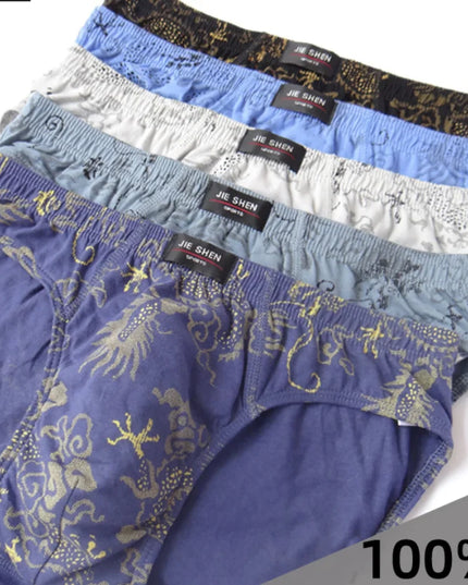 5-Pack 100% Cotton Men's Comfortable Briefs - Various Colors