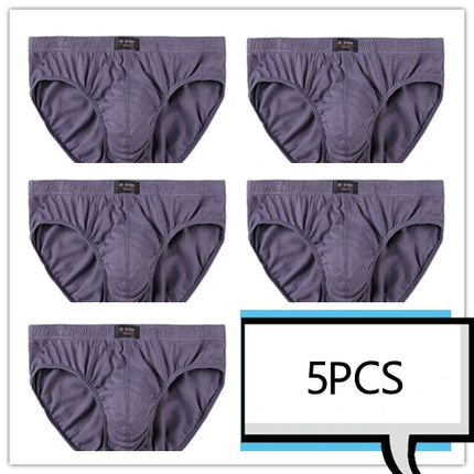 5-Pack 100% Cotton Men's Comfortable Briefs - Various Colors