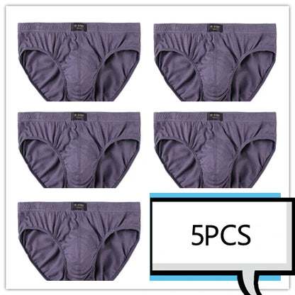 5-Pack 100% Cotton Men's Comfortable Briefs - Various Colors