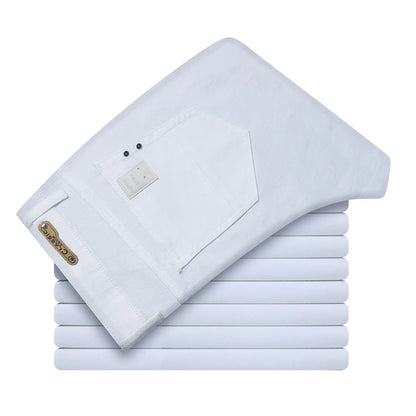 Men's White Classic Slim Fit Soft Stretch Trousers