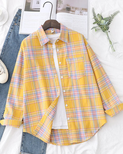 Casual Women's Plaid Shirt - Loose Fit Checkered Top