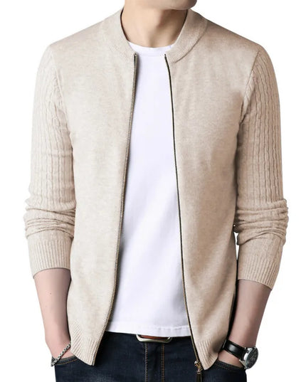 Men's Long Sleeve Knit Zipper Casual Slim Fit Jacket