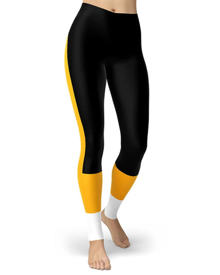 Women’s Striped High-Waist Skinny Leggings with Elastic Waist