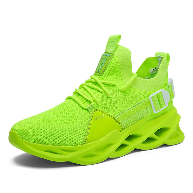 Men's Lightweight Fluorescent Running Sneakers - Breathable, Comfortable, Non-Slip