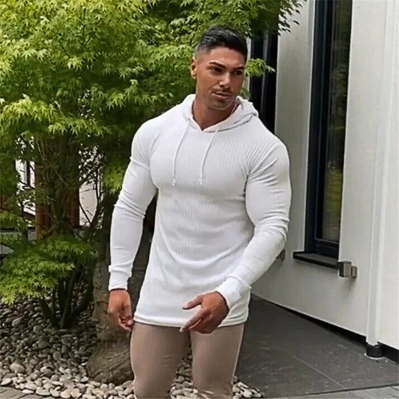 Men's Slim Fit Hooded Knit Sweater - Various Colors
