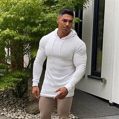 Men's Slim Fit Hooded Knit Sweater - Various Colors
