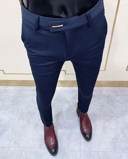 Men's Slim Fit Elastic Formal Dress Pants - Comfortable & Stylish Business Trousers
