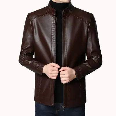 Men's Slim Fit Faux Leather Jacket - Stylish and Durable Men's Leather Jacket