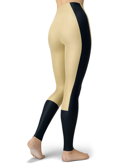 Women’s Striped High-Waist Skinny Leggings with Elastic Waist