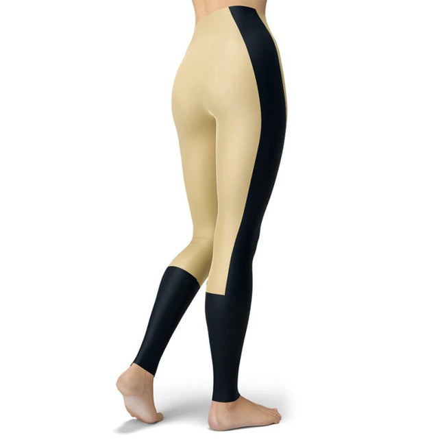 Women’s Striped High-Waist Skinny Leggings with Elastic Waist