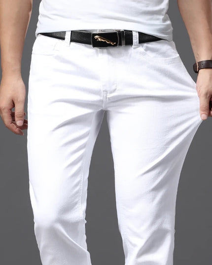 Men's White Slim Fit Jeans - Casual Classic Style for Men