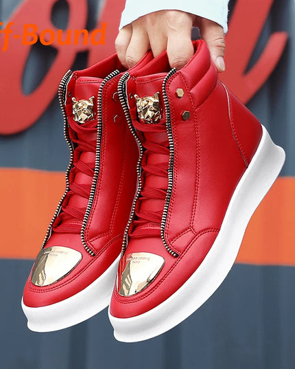 Men's Zippered High Top Sneakers - Various Colors