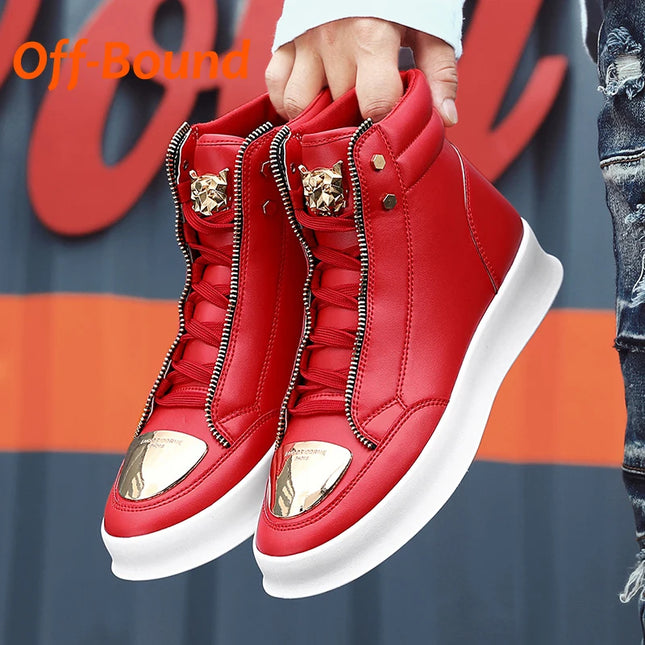 Men's Zippered High Top Sneakers - Various Colors