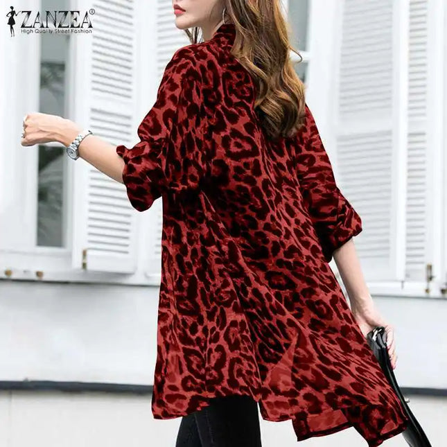 Zanzea Women's Casual Leopard Print Cardigan - Various Colors