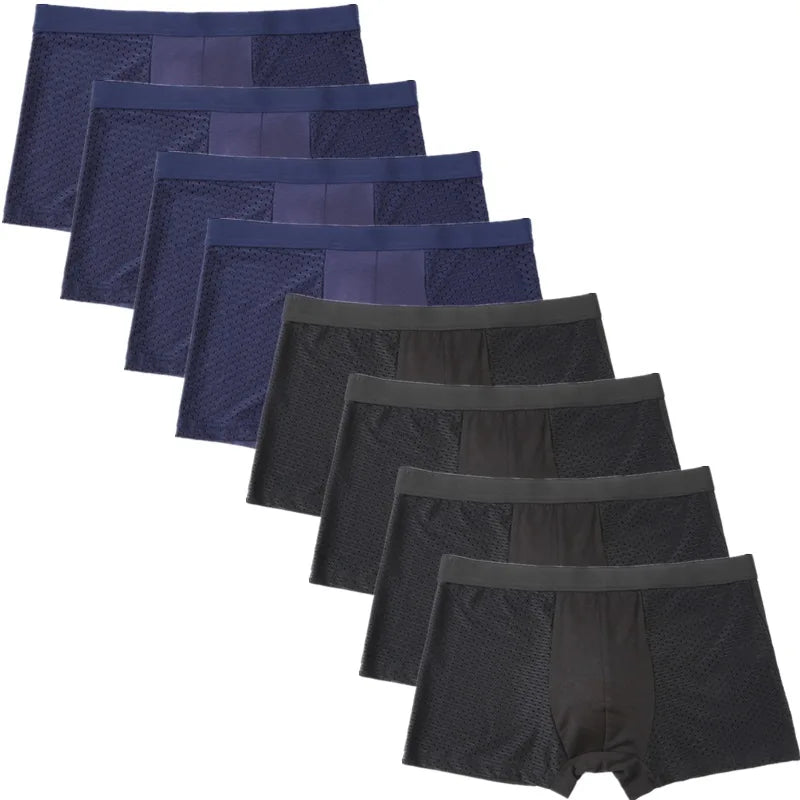 8-Piece Men's Mesh Transparent Boxer Briefs Set - Breathable & Stylish Underwear for Men