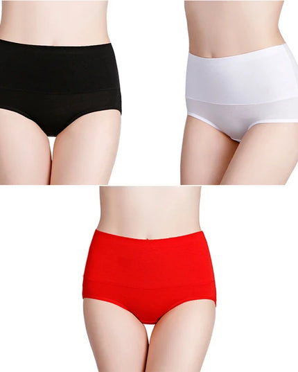 3-Pack Women's Plus Size High-Waist Cotton Breathable Briefs