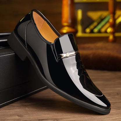 Men's Faux Leather Dress Shoes - Slip-On, Pointed Toe Formal Shoes for Men