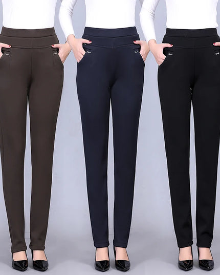 Women's High-Waist Elastic Straight Trousers - Comfortable & Stylish Women’s Pants