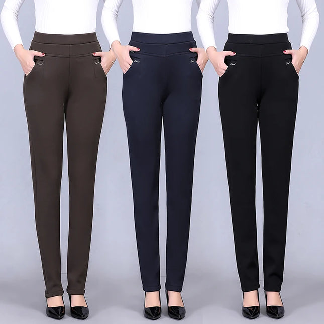 Women's High-Waist Elastic Straight Trousers - Comfortable & Stylish Women’s Pants