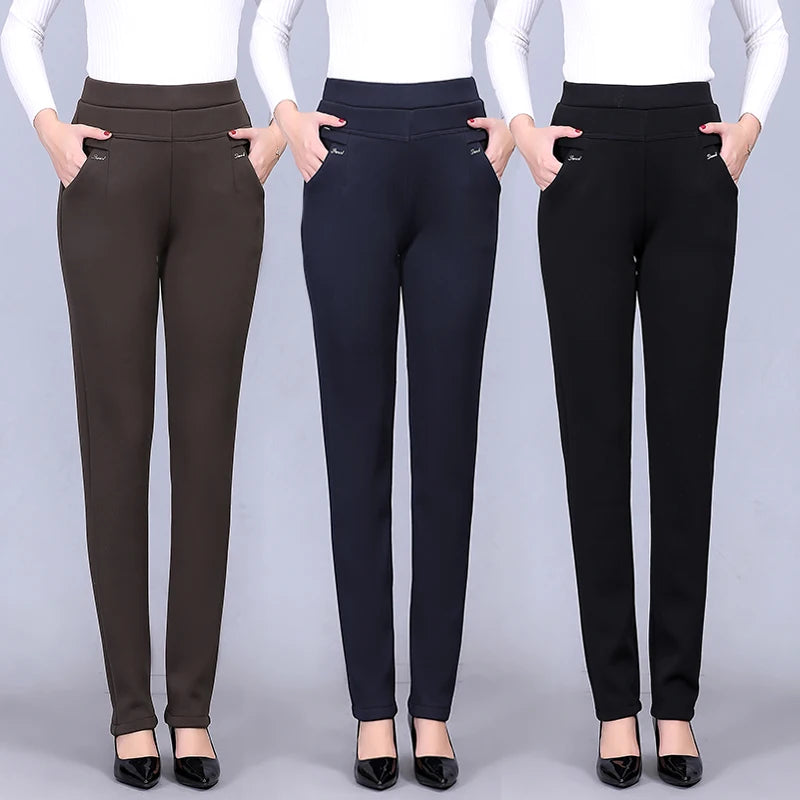 Women's High-Waist Elastic Straight Trousers - Comfortable & Stylish Women’s Pants