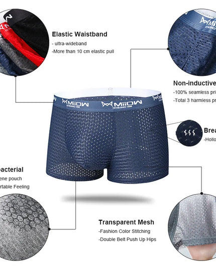 MiiOW Men's 3-Pack Mesh Boxer Briefs