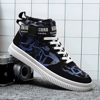 Men's High-Top Sneakers with Graffiti Print
