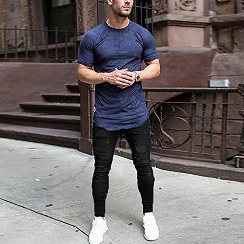 Men's Elastic Skinny Ripped Denim Jeans