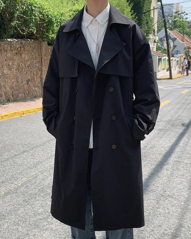 Korean-Inspired Trench Coat for Men - Streetwear Windbreaker Style