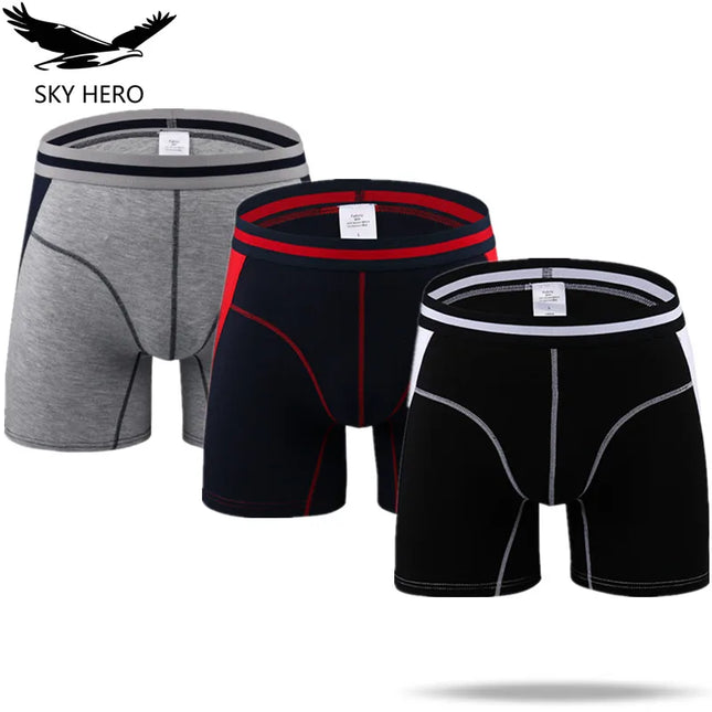 3-Pack Men's Boxer Briefs - Comfortable Long Boxers for Men