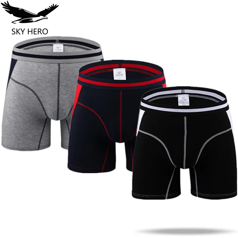 3-Pack Men's Boxer Briefs - Comfortable Long Boxers for Men