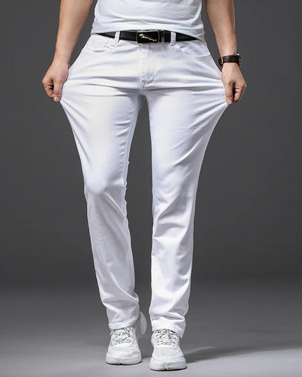 Men's White Slim Fit Jeans - Casual Classic Style for Men