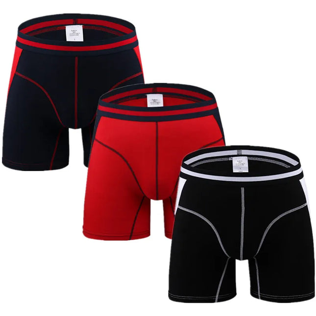 3-Pack Men's Boxer Briefs - Comfortable Long Boxers for Men
