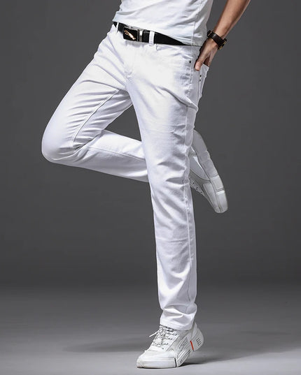 Men's White Slim Fit Jeans - Casual Classic Style for Men